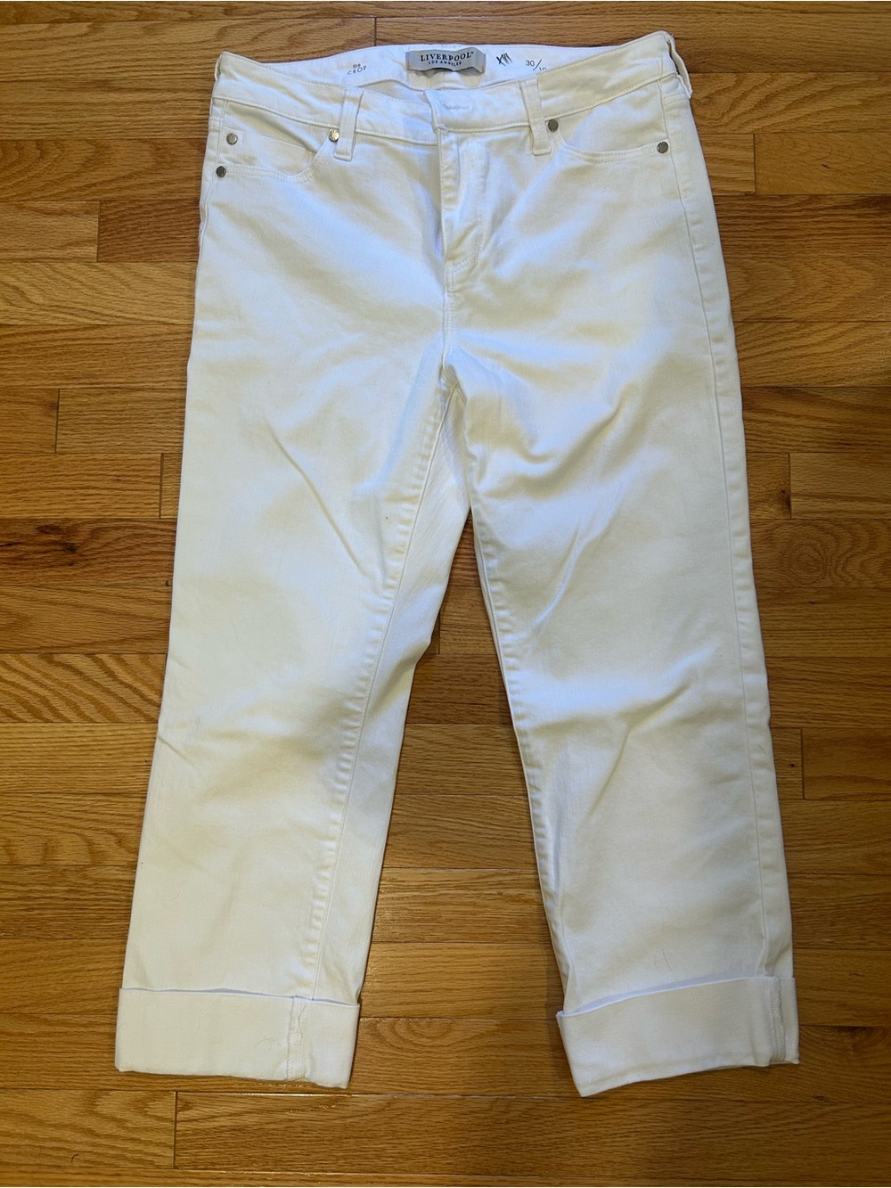Liverpool White, cropped, Straight-Leg Jeans